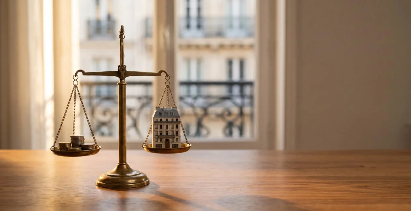 Balance symbolisant l'équilibre entre le coût d'un prêt bancaire et les économies réalisées grâce à la négociation