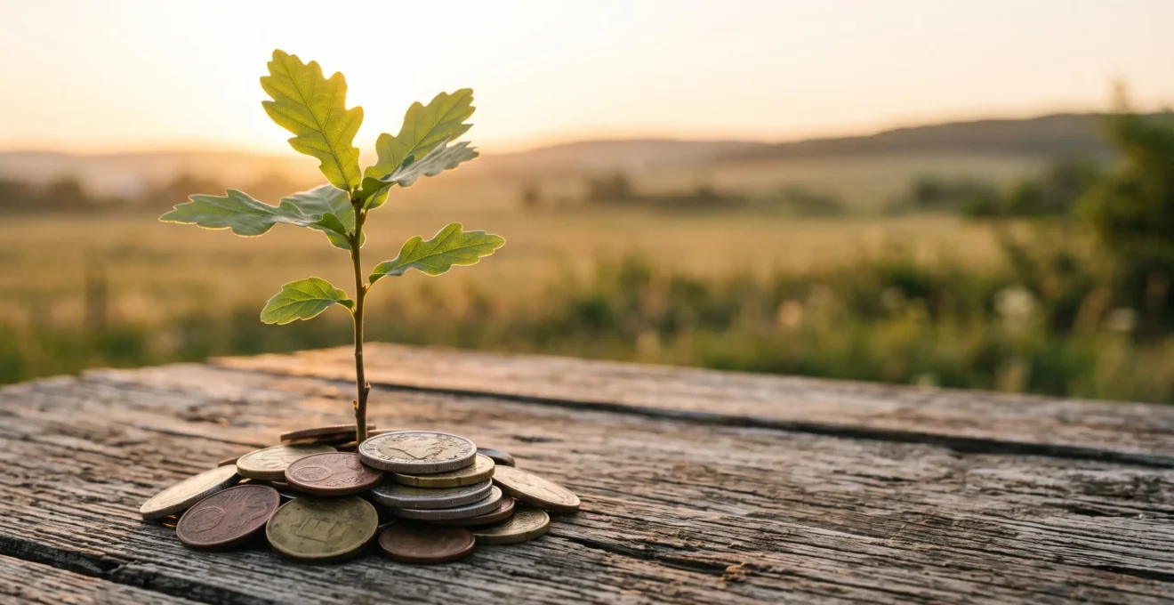 Illustration symbolique d'un placement financier de long terme représentant la croissance progressive d'un capital sur 25 ans