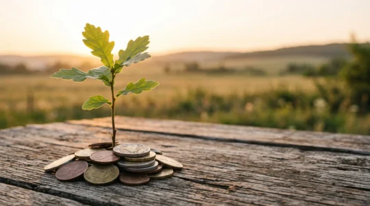 Illustration symbolique d'un placement financier de long terme représentant la croissance progressive d'un capital sur 25 ans