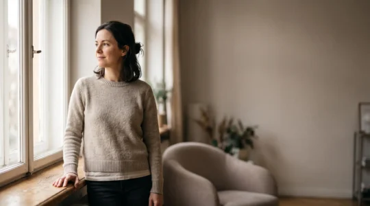 Jeune adulte souriant regardant au loin, symbolisant la construction sereine d'un capital financier sur plusieurs années