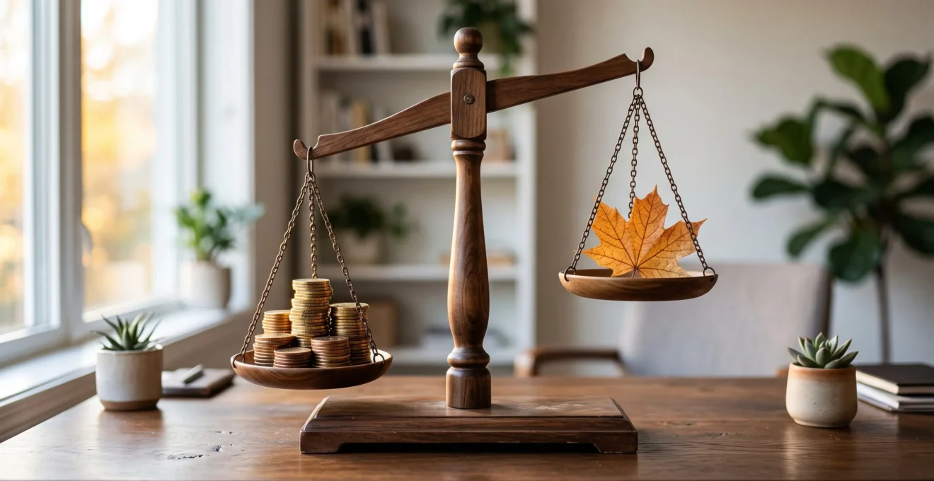 Une balance symbolique représentant l'équilibre entre les revenus d'activité et les revenus de la retraite